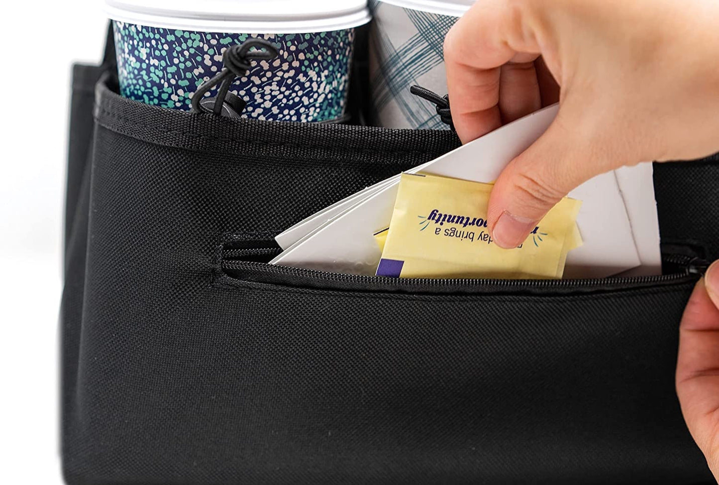 Drink Caddy Portable Drink Carrier and Reusable Coffee Cup Holder - 6 Cup Collapsible Tote Bag